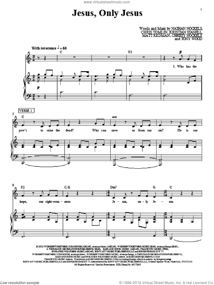 Jesus, Only Jesus sheet music for voice, piano or guitar by Passion, intermediate skill level