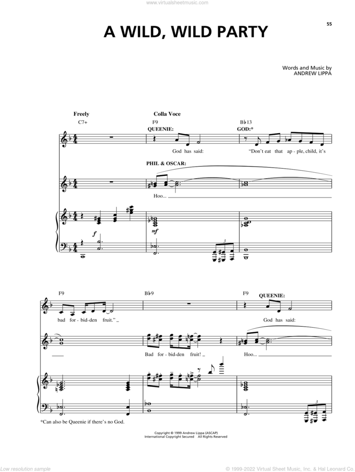 A Wild, Wild Party sheet music for voice and piano by Andrew Lippa, intermediate skill level