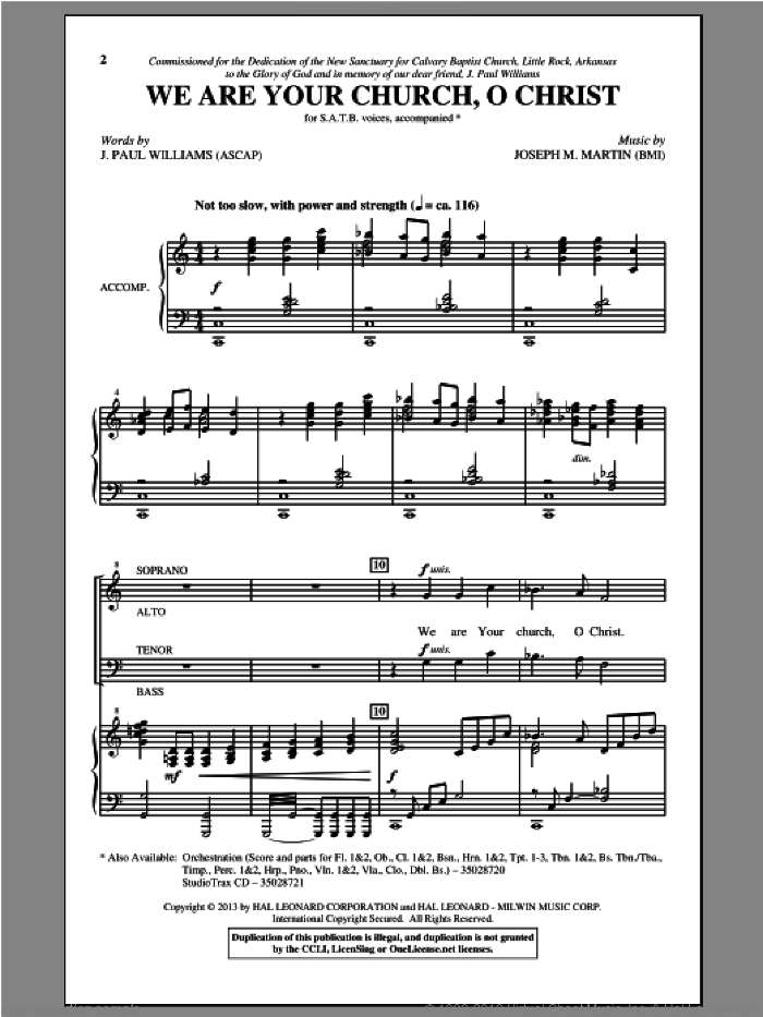 We Are The Church Of Christ sheet music for choir (SATB: soprano, alto, tenor, bass) by Joseph M. Martin and J. Paul Williams, intermediate skill level