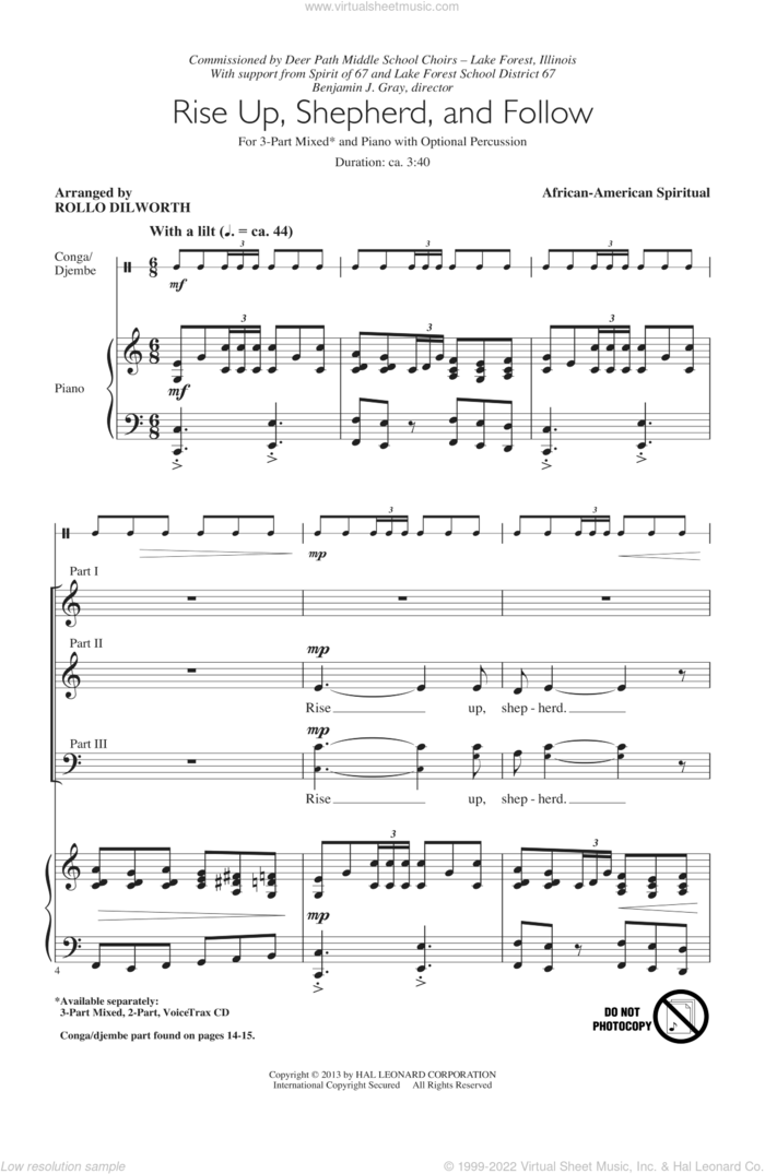 Rise Up, Shepherd, And Follow sheet music for choir (3-Part Mixed) by Rollo Dilworth, intermediate skill level