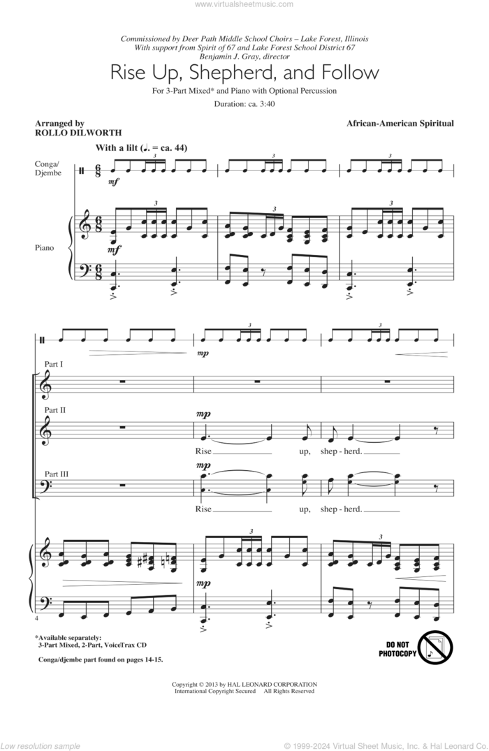 Rise Up, Shepherd, And Follow sheet music for choir (3-Part Mixed) by Rollo Dilworth, intermediate skill level