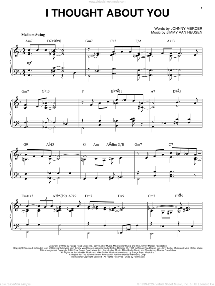 I Thought About You (arr. Brent Edstrom) sheet music for piano solo by Benny Goodman, intermediate skill level