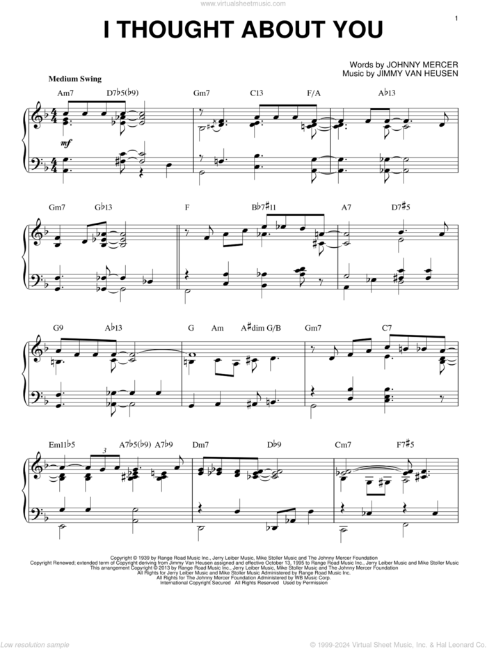 I Thought About You (arr. Brent Edstrom) sheet music for piano solo by Benny Goodman, intermediate skill level