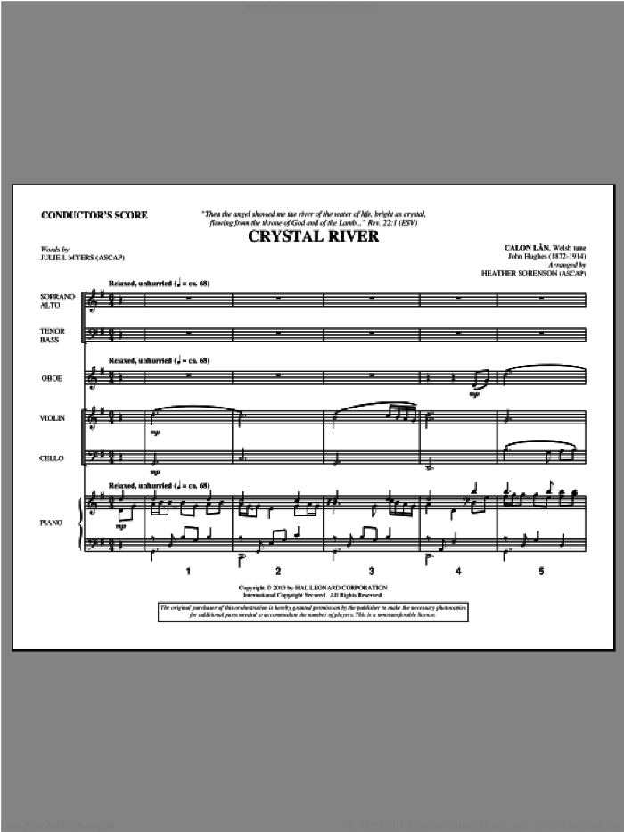 Crystal River (COMPLETE) sheet music for orchestra/band by Heather Sorenson and Julie I. Myers, intermediate skill level
