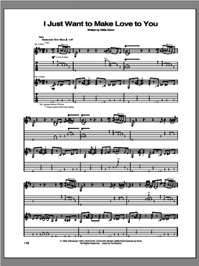 I Just Want To Make Love To You sheet music for guitar (tablature) by Robben Ford, intermediate skill level