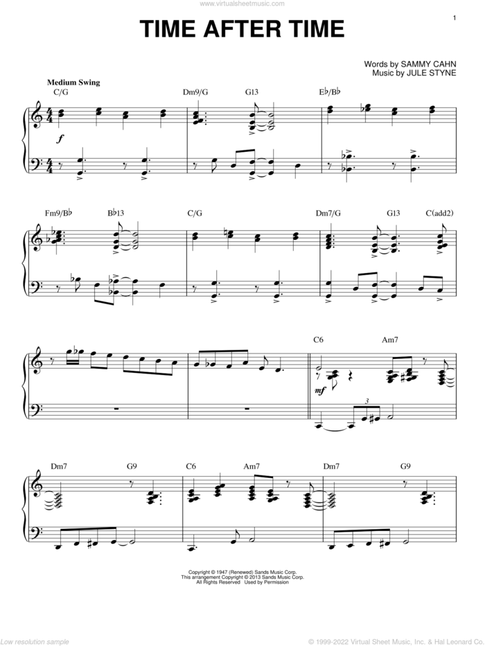 Time After Time (arr. Brent Edstrom) sheet music for piano solo by Jule Styne and Sammy Cahn, intermediate skill level