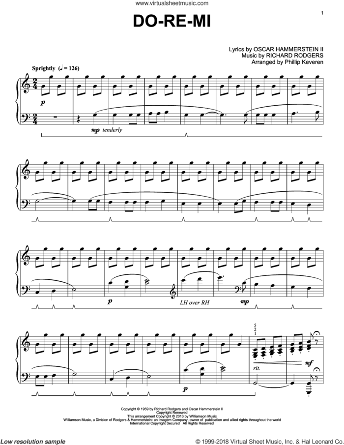 Do-Re-Mi (from The Sound Of Music) (arr. Phillip Keveren) sheet music for piano solo by Phillip Keveren and Rodgers & Hammerstein, intermediate skill level