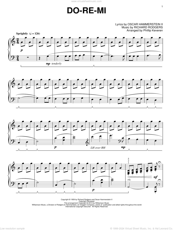 Do-Re-Mi (from The Sound Of Music) (arr. Phillip Keveren) sheet music for piano solo by Phillip Keveren and Rodgers & Hammerstein, intermediate skill level