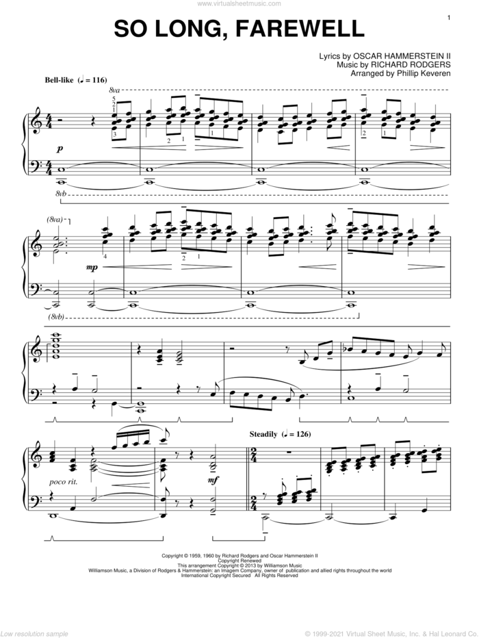 So Long, Farewell (from The Sound Of Music) (arr. Phillip Keveren) sheet music for piano solo by Phillip Keveren and Rodgers & Hammerstein, intermediate skill level