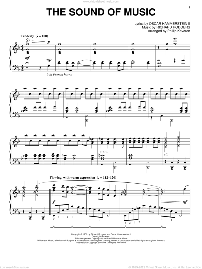 The Sound Of Music (arr. Phillip Keveren) sheet music for piano solo by Phillip Keveren and Rodgers & Hammerstein, intermediate skill level