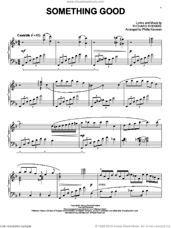 Something Good (from The Sound Of Music) (arr. Phillip Keveren) sheet music for piano solo by Phillip Keveren and Rodgers & Hammerstein, intermediate skill level