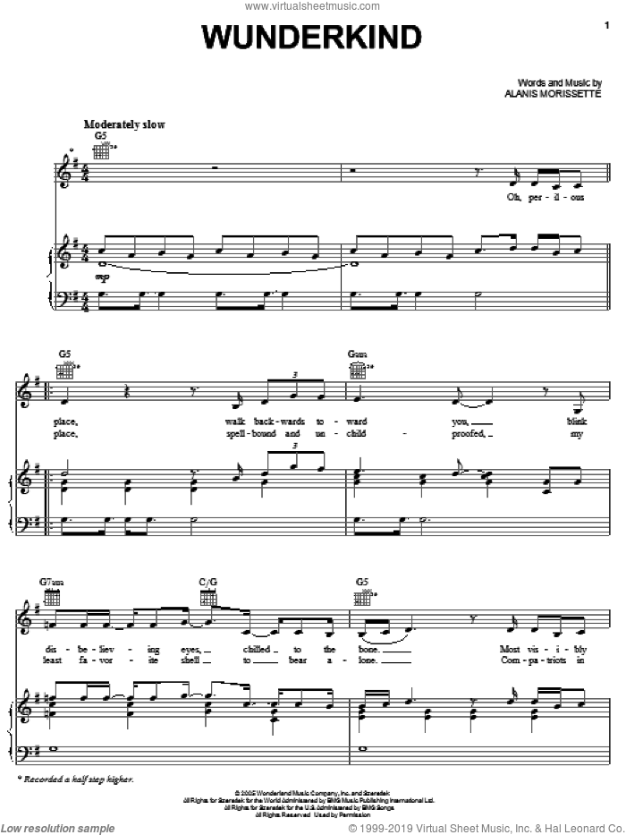 Wunderkind sheet music for voice, piano or guitar by Alanis Morissette and The Chronicles of Narnia: The Lion, The Witch And The Wardrobe , intermediate skill level