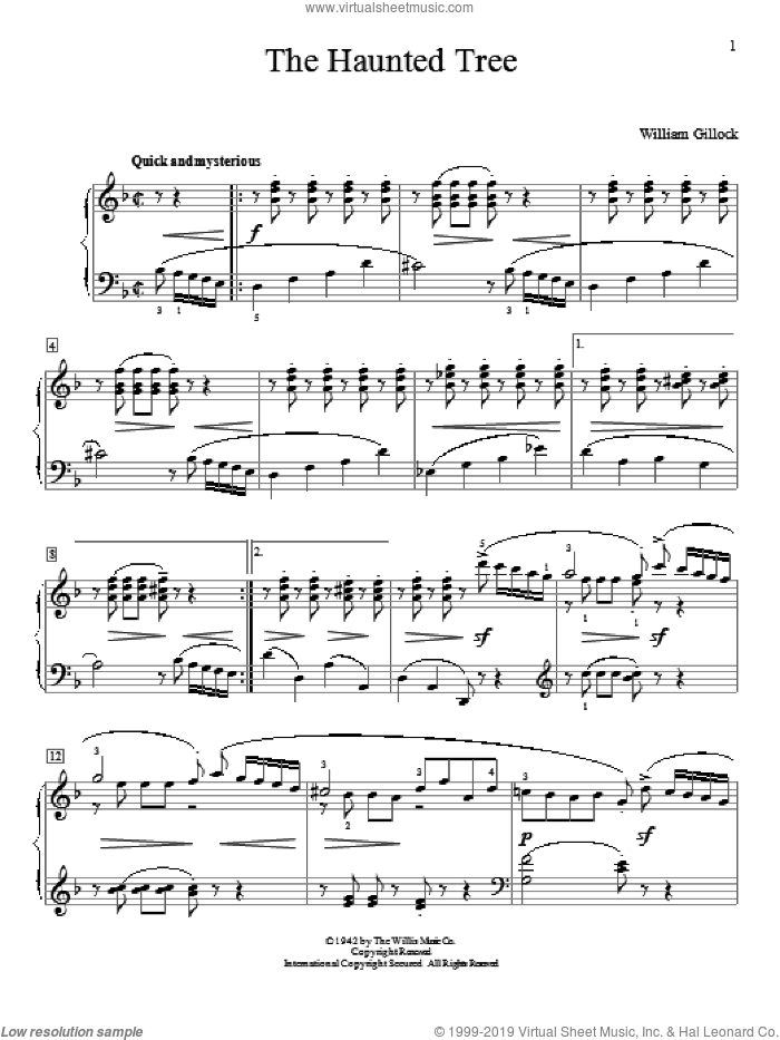 The Haunted Tree sheet music for piano solo (elementary) by William Gillock, classical score, beginner piano (elementary)