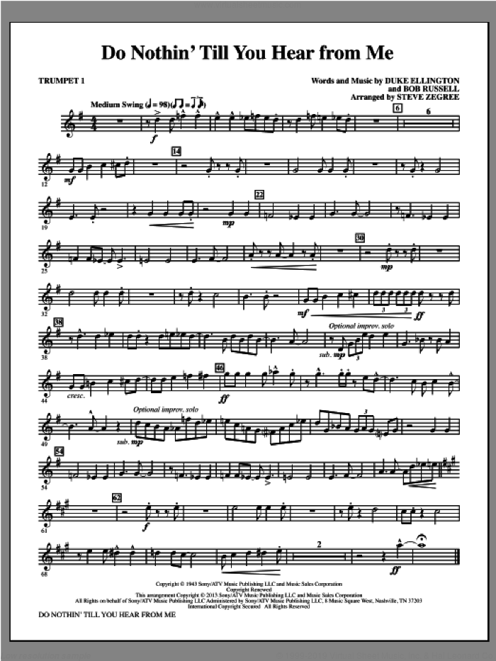 Do Nothin' Till You Hear from Me (complete set of parts) sheet music for orchestra/band by Steve Zegree, intermediate skill level