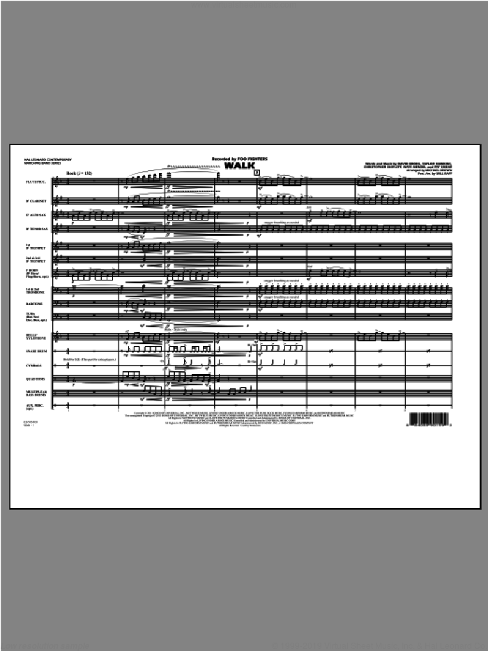 Walk (COMPLETE) sheet music for marching band by Michael Brown and Foo Fighters, intermediate skill level