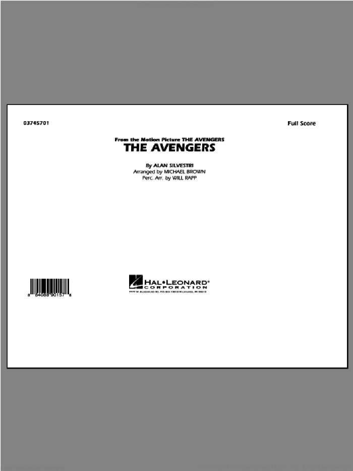 The Avengers (COMPLETE) sheet music for marching band by Alan Silvestri and Michael Brown, intermediate skill level
