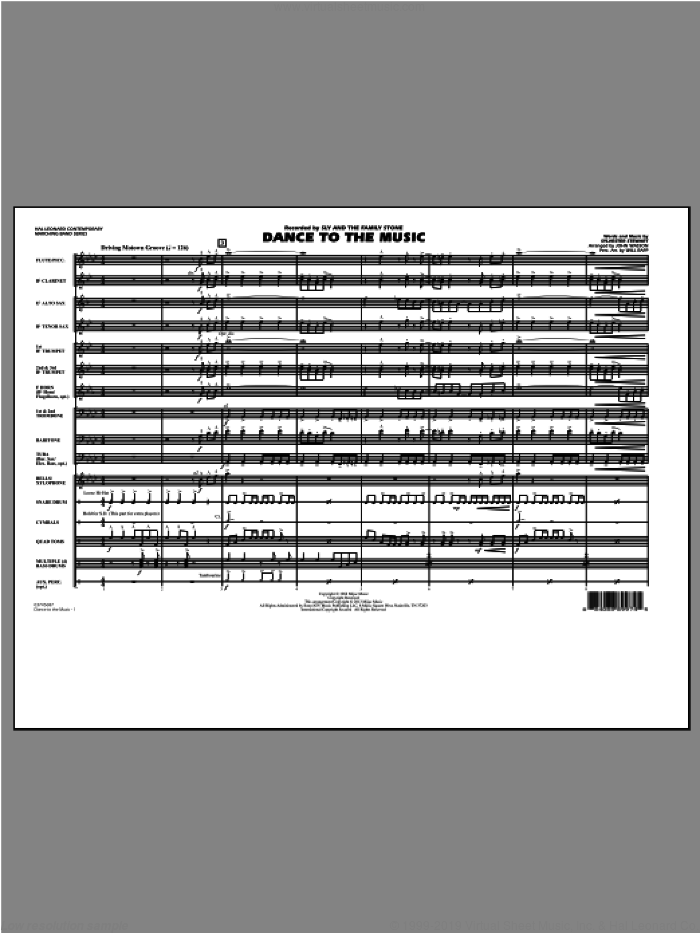 Dance To The Music (COMPLETE) sheet music for marching band by John Wasson, Sylvester Stewart, Sly And The Family Stone and Will Rapp, intermediate skill level