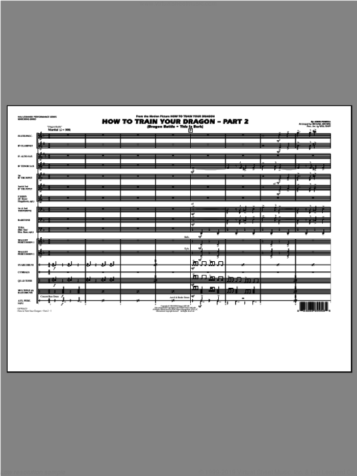 How To Train Your Dragon Part 2 (COMPLETE) sheet music for marching band by Michael Brown and John Powell, intermediate skill level