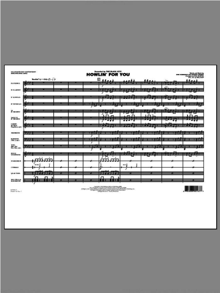 Howlin' For You (COMPLETE) sheet music for marching band by Paul Murtha and The Black Keys, intermediate skill level