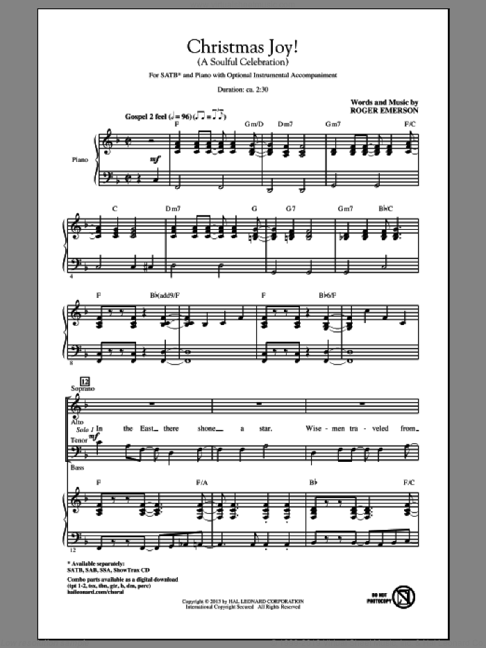 Christmas Joy! (A Soulful Celebration) sheet music for choir (SATB: soprano, alto, tenor, bass) by Roger Emerson, intermediate skill level