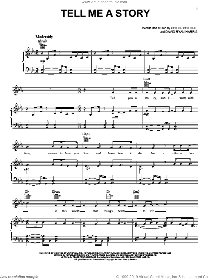 Tell Me A Story sheet music for voice, piano or guitar by Phillip Phillips, intermediate skill level