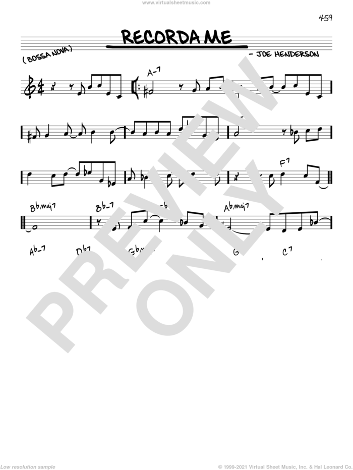 Recorda Me sheet music for voice and other instruments (in C) by Joe Henderson, intermediate skill level