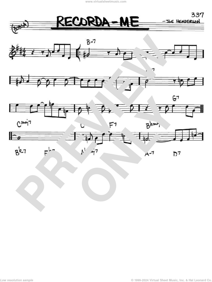 Recorda Me sheet music for voice and other instruments (in Bb) by Joe Henderson, intermediate skill level