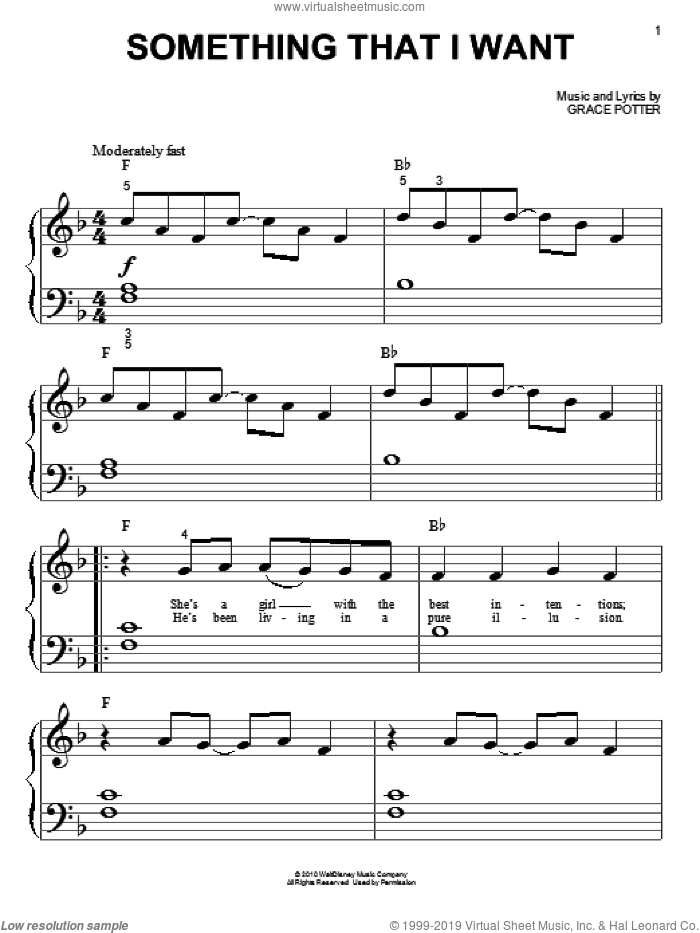 Something That I Want (from Disney's Tangled) sheet music for piano solo (big note book) by Alan Menken and Tangled (Movie), easy piano (big note book)