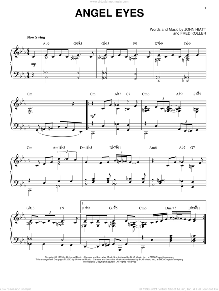 Angel Eyes [Jazz version] (arr. Brent Edstrom) sheet music for piano solo by Earl Brent and Matt Dennis, intermediate skill level