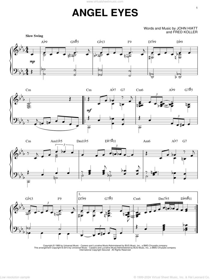 Angel Eyes [Jazz version] (arr. Brent Edstrom) sheet music for piano solo by Earl Brent and Matt Dennis, intermediate skill level