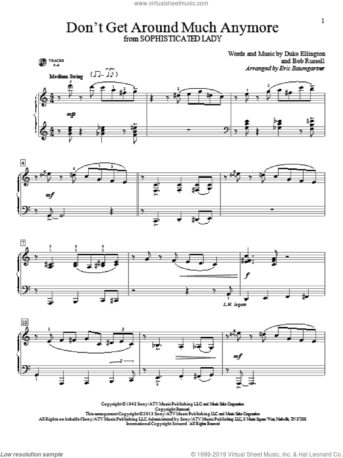 Don't Get Around Much Anymore sheet music for piano solo (elementary) by Duke Ellington and Eric Baumgartner, beginner piano (elementary)