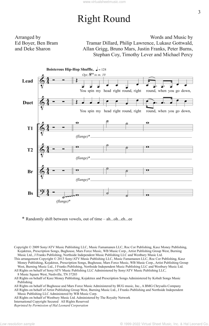 Right Round (arr. Deke Sharon) sheet music for choir (TTBB: tenor, bass) by Deke Sharon and Flo Rida, intermediate skill level