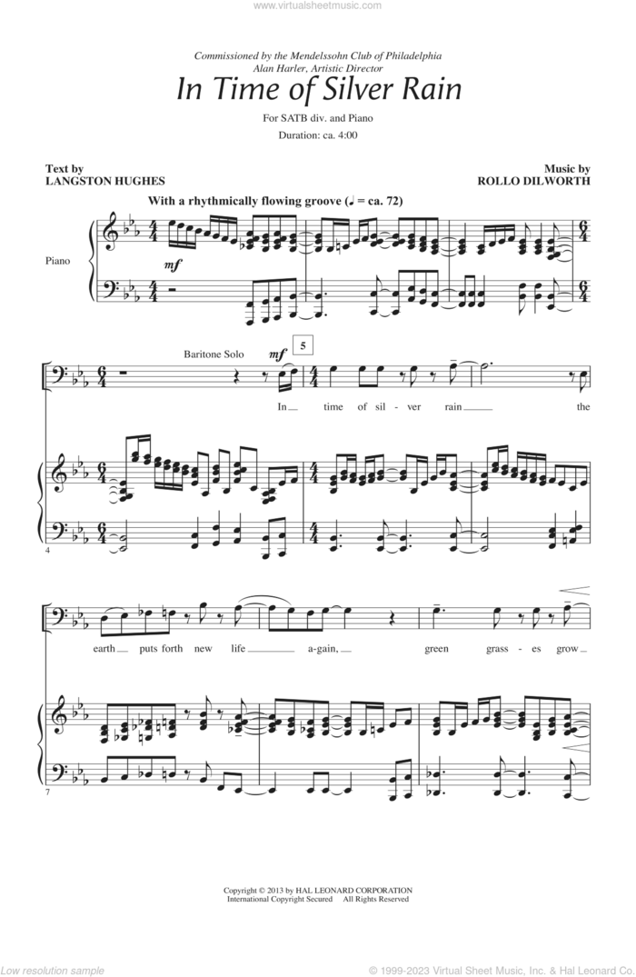 In The Time Of Silver Rain sheet music for choir (SATB: soprano, alto, tenor, bass) by Rollo Dilworth, intermediate skill level