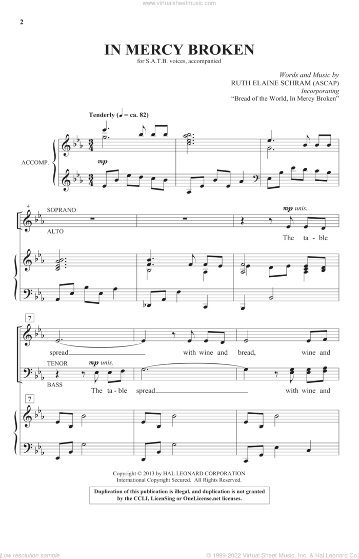 In Mercy Broken sheet music for choir (SATB: soprano, alto, tenor, bass) by Ruth Elaine Schram, intermediate skill level