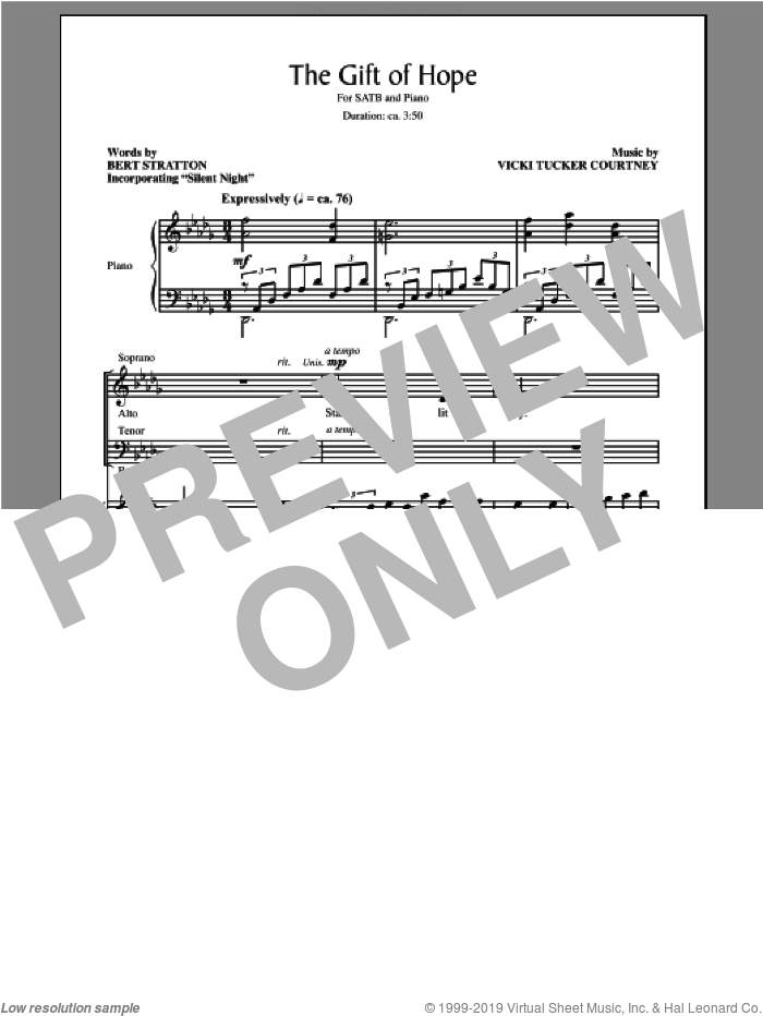 The Gift Of Hope sheet music for choir (SATB: soprano, alto, tenor, bass) by Bert Stratton, intermediate skill level