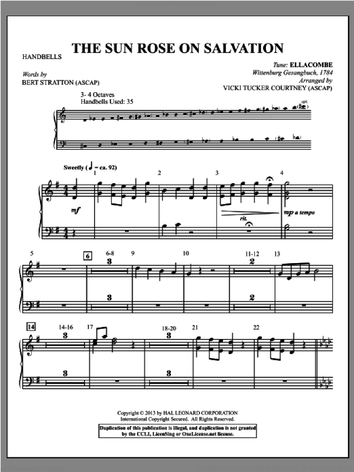 The Sun Rose On Salvation sheet music for percussions by Vicki Tucker Courtney and Bert Stratton, classical score, intermediate skill level