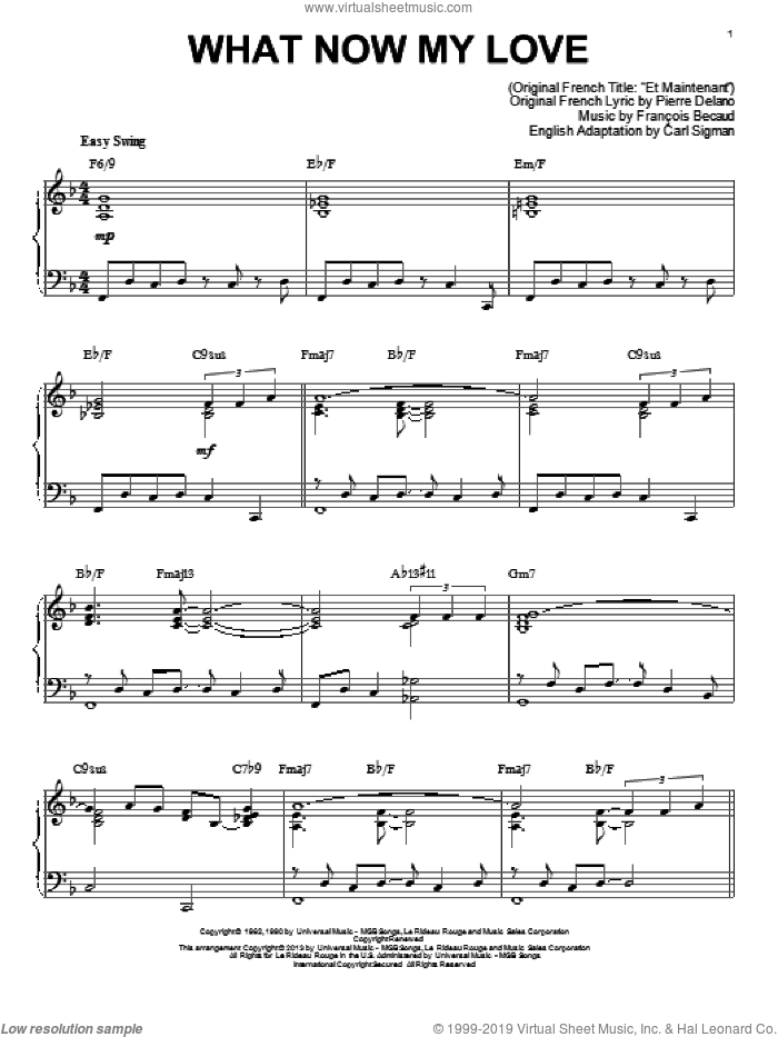 What Now My Love [Jazz version] (arr. Brent Edstrom) sheet music for piano solo by Herb Alpert, Elvis Presley and Sonny & Cher, intermediate skill level