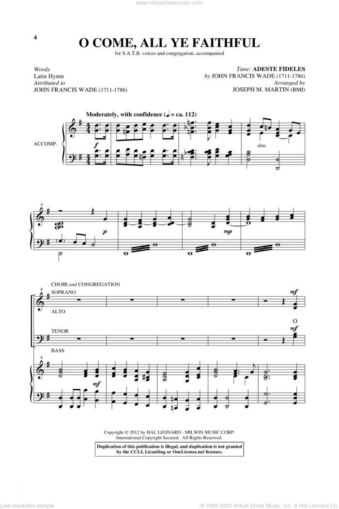 Carols For Choir And Congregation (Collection) sheet music for choir (SATB: soprano, alto, tenor, bass) by Joseph M. Martin, intermediate skill level