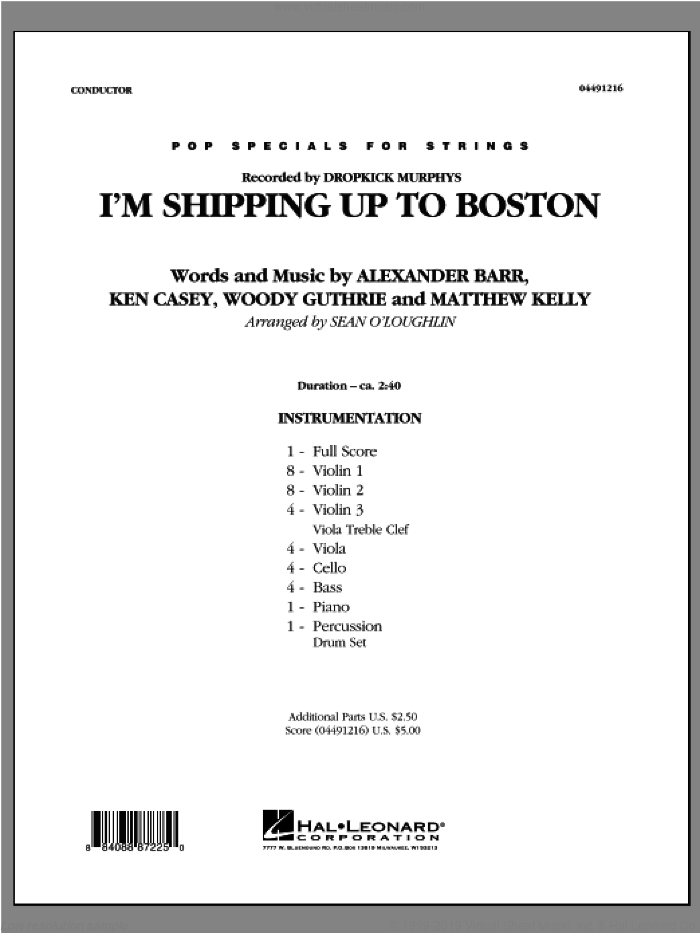 I'm Shipping Up To Boston (COMPLETE) sheet music for orchestra by Dropkick Murphys, intermediate skill level