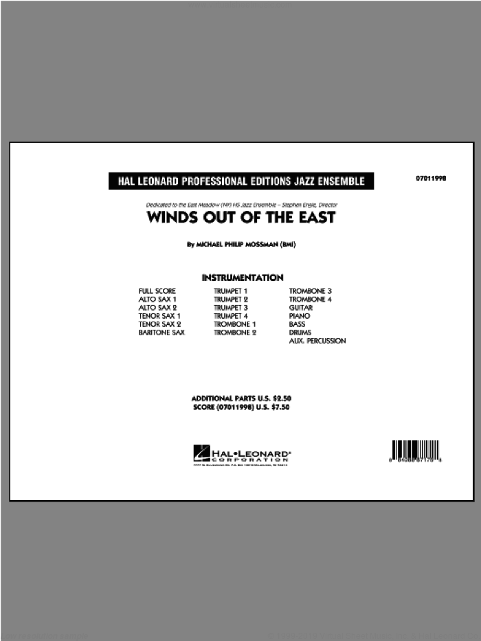 Winds Out Of The East (COMPLETE) sheet music for jazz band by Michael Philip Mossman, intermediate skill level