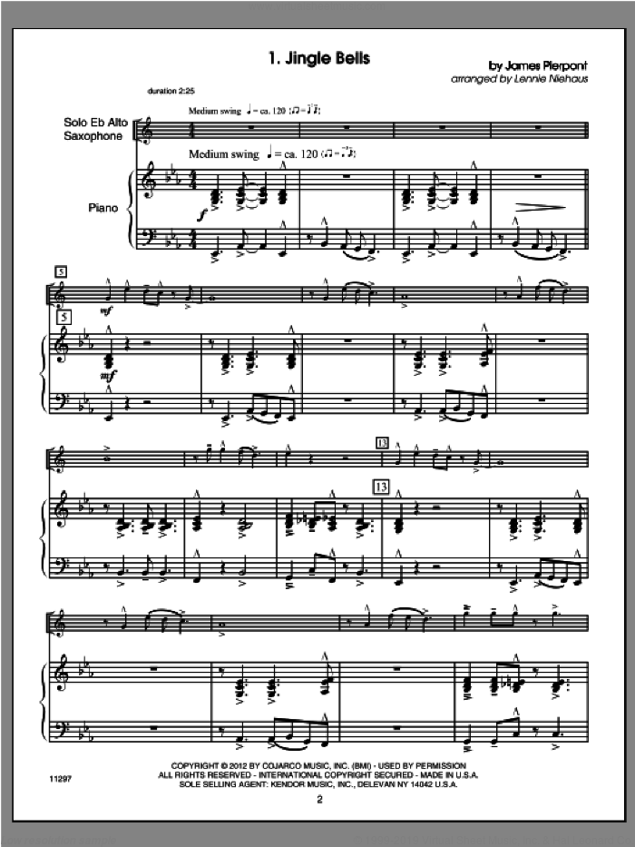 Christmas Lites (COMPLETE) sheet music for alto saxophone and piano by Lennie Niehaus, classical score, intermediate skill level