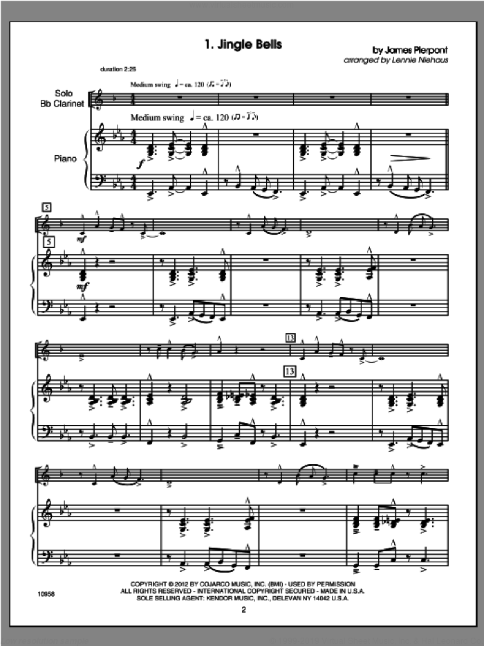 Christmas Lites (COMPLETE) sheet music for clarinet and piano by Lennie Niehaus, classical score, intermediate skill level