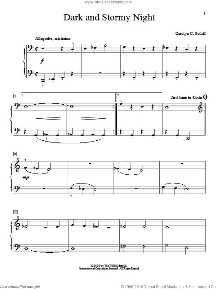 Dark And Stormy Night sheet music for piano solo (elementary) by Carolyn C. Setliff, beginner piano (elementary)