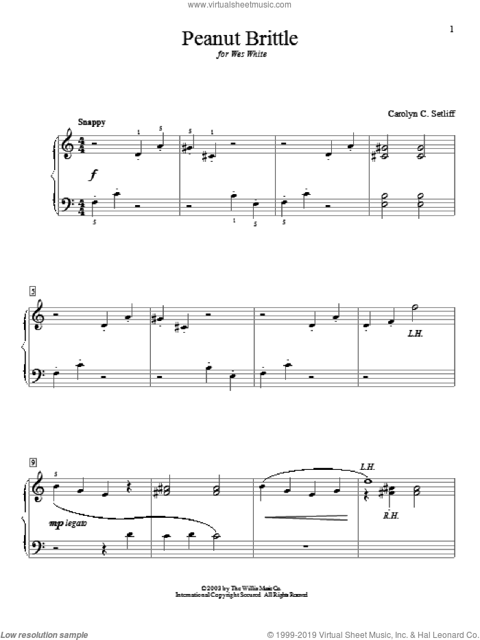Peanut Brittle sheet music for piano solo (elementary) by Carolyn C. Setliff, beginner piano (elementary)