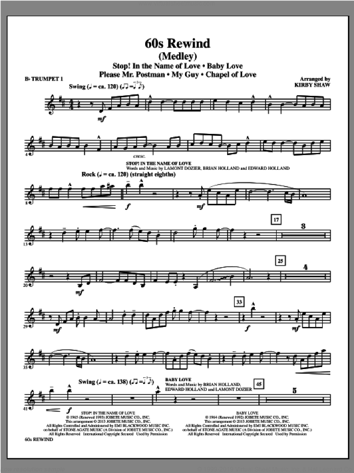 60s Rewind (complete set of parts) sheet music for orchestra/band by Kirby Shaw, intermediate skill level