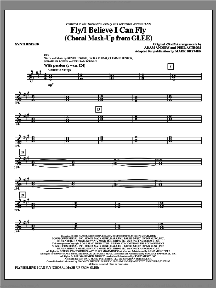 Fly/I Believe I Can Fly (Choral Mash-up from Glee) (complete set of parts) sheet music for orchestra/band by Mark Brymer and Glee Cast, intermediate skill level