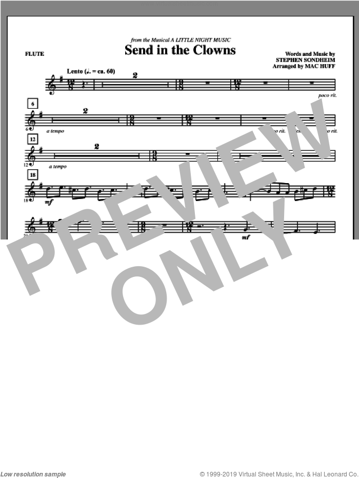 Send in the Clowns (complete set of parts) sheet music for orchestra/band by Mac Huff and Stephen Sondheim, intermediate skill level