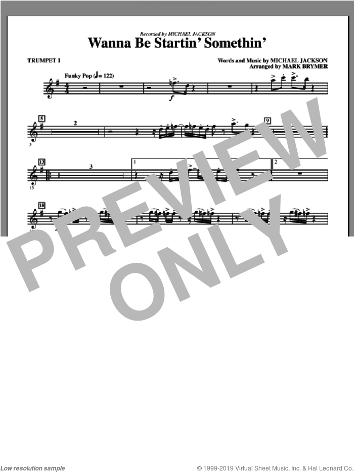 Wanna Be Startin' Something (complete set of parts) sheet music for orchestra/band by Mark Brymer, Glee Gast and Michael Jackson, intermediate skill level