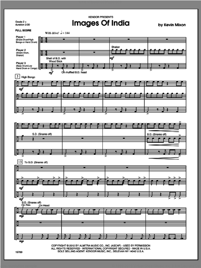 Images Of India (COMPLETE) sheet music for percussions by Mixon, classical score, intermediate skill level