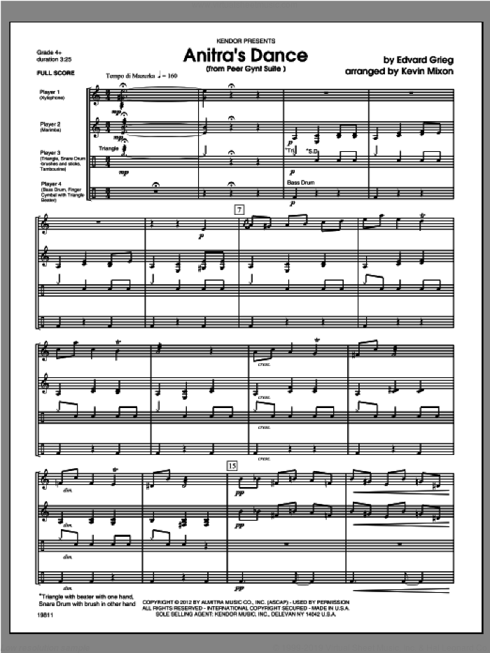 Anitra's Dance (from Peer Gynt Suite) (COMPLETE) sheet music for percussions by Edvard Grieg and Mixon, classical score, intermediate skill level